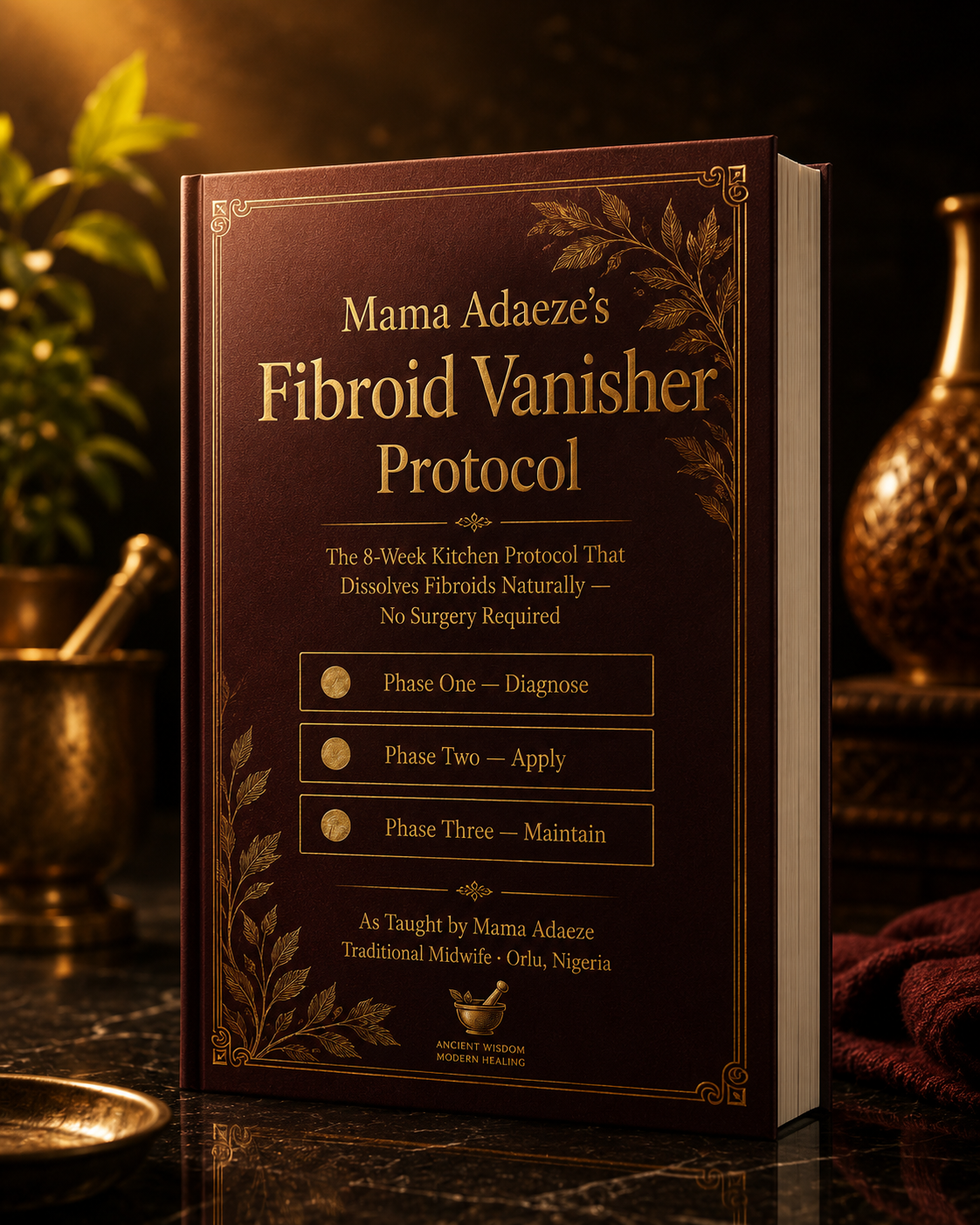 Mama Adaeze's Fibroid Vanisher Protocol — 3D book mockup